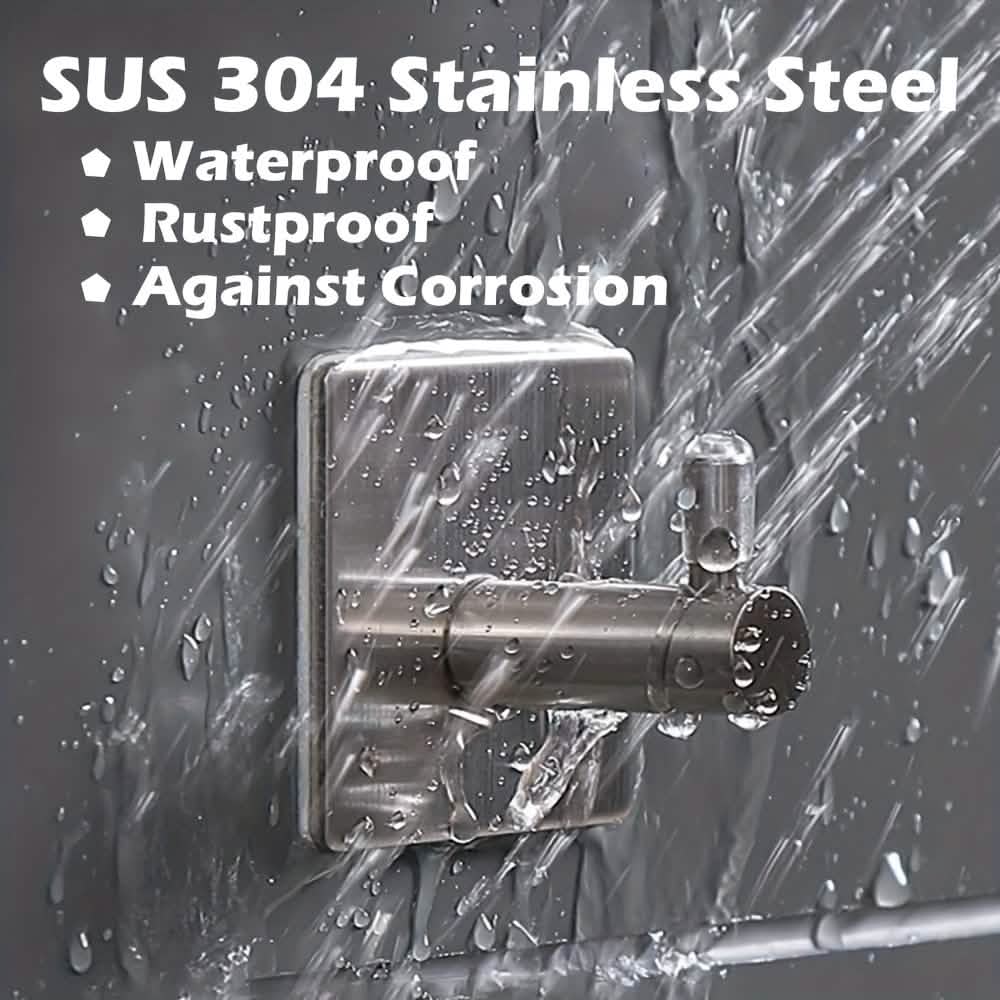 Heavy duty stainless steel stick-on wall hooks, 4-pack