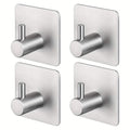 Heavy duty stainless steel stick-on wall hooks, 4-pack