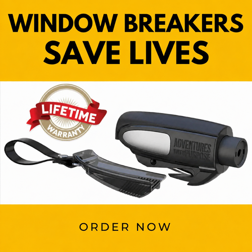 2-in-1 emergency window breaker and seatbelt cutter tool
