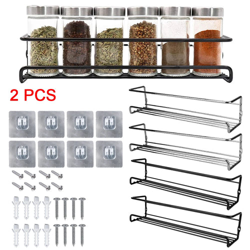 Wall-mounted metal kitchen spice rack