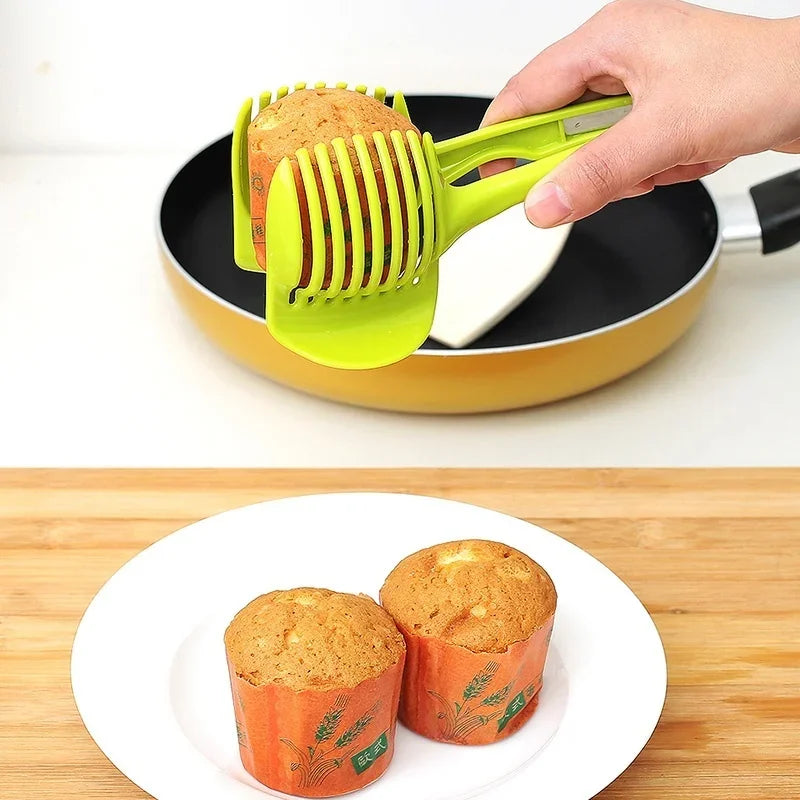 Slicing guide for even tomato and lemon slices