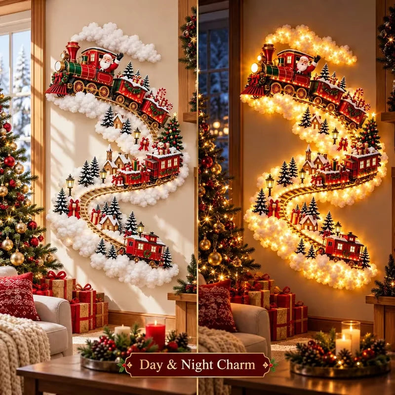 DIY holiday wall light kit with warm LED string and fluffy snowflake trail