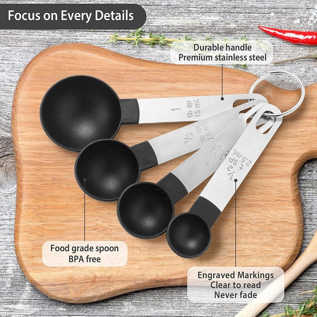 8pcs Measuring Cups & Spoons Set,Stackable Nesting Measure Cups with Stainless Steel Handle,Kitchen Gadgets for Cooking & Baking