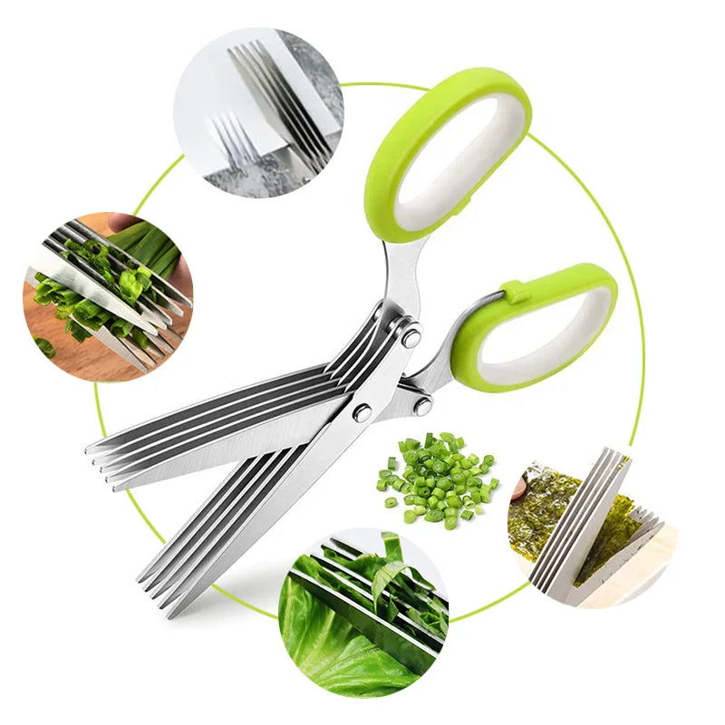 Multi-blade kitchen herb scissors