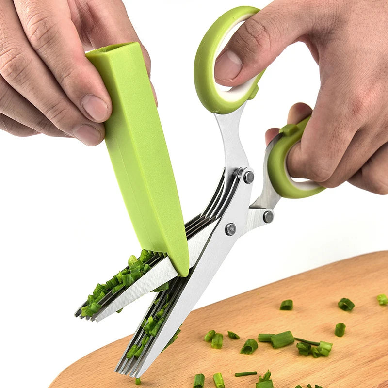 Multi-blade kitchen herb scissors