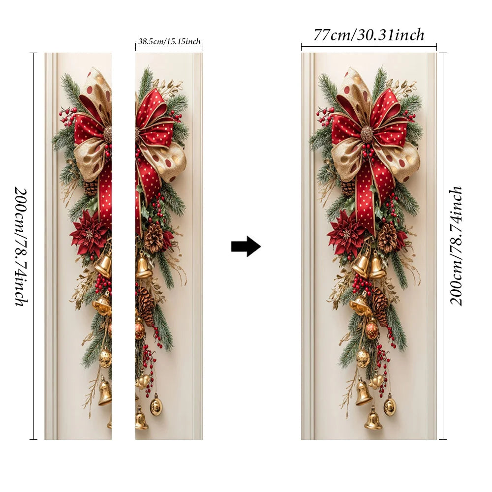 Christmas wall hanging with red bell and green leaf design – for holiday photos