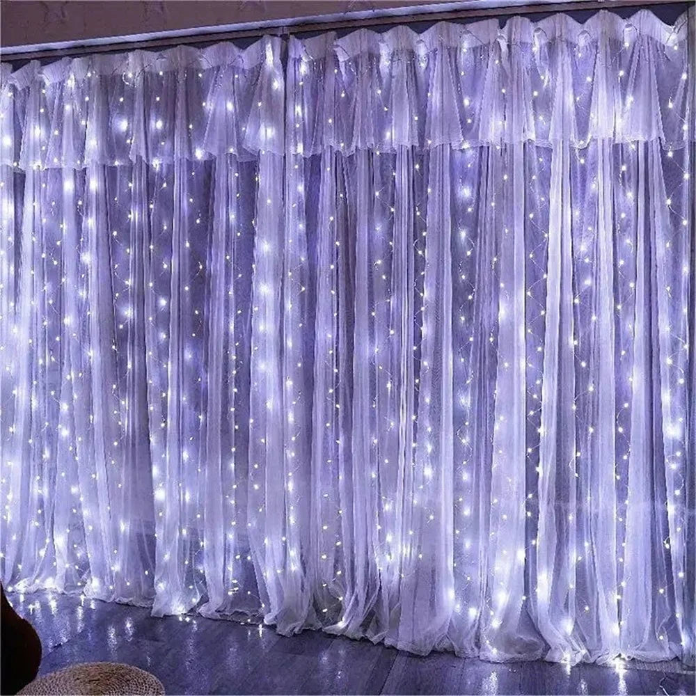 White USB LED curtain lights with remote