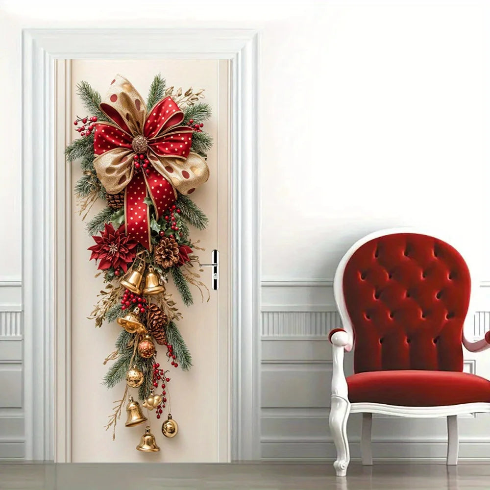 Festive red bell Christmas wall tapestry – for a tree or mantel backdrop