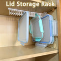 Rack that stands food-storage container lids upright