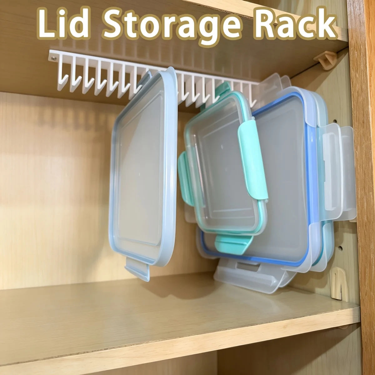 Rack that stands food-storage container lids upright