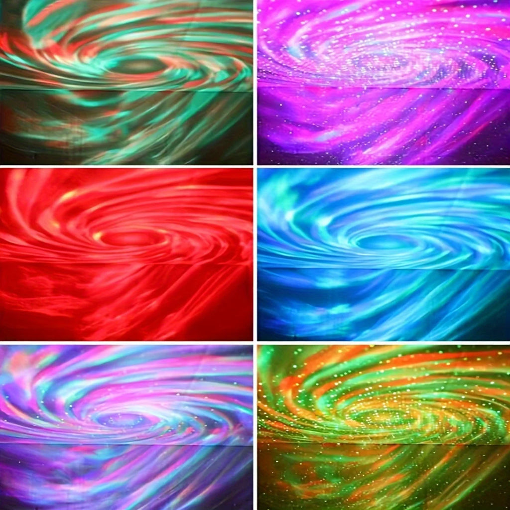 Six colorful spiral patterns in different colors.