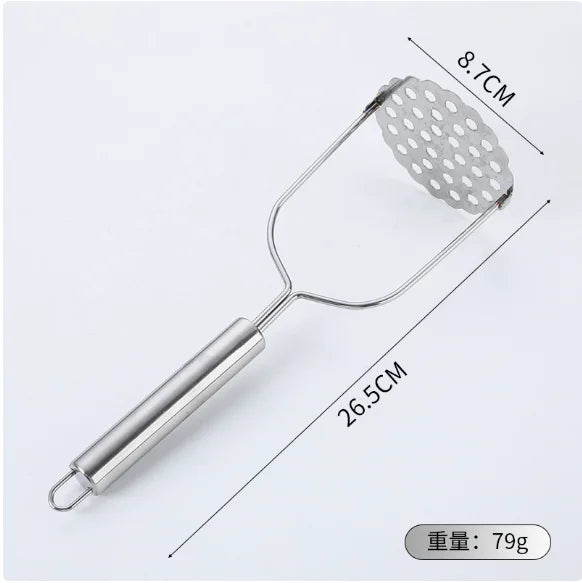 Stainless Steel Potato Masher Manual Fruit Vegetable Pressure Mud Machine Kitchen Children Food Crusher Complementary Gadget