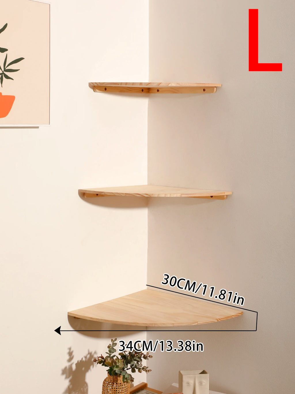 Wall-mounted corner and rectangular shelves