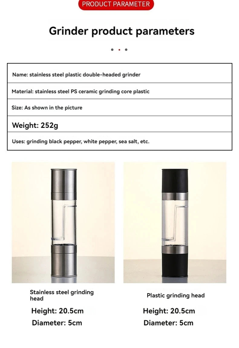 Manual 2-in-1 salt and pepper mill