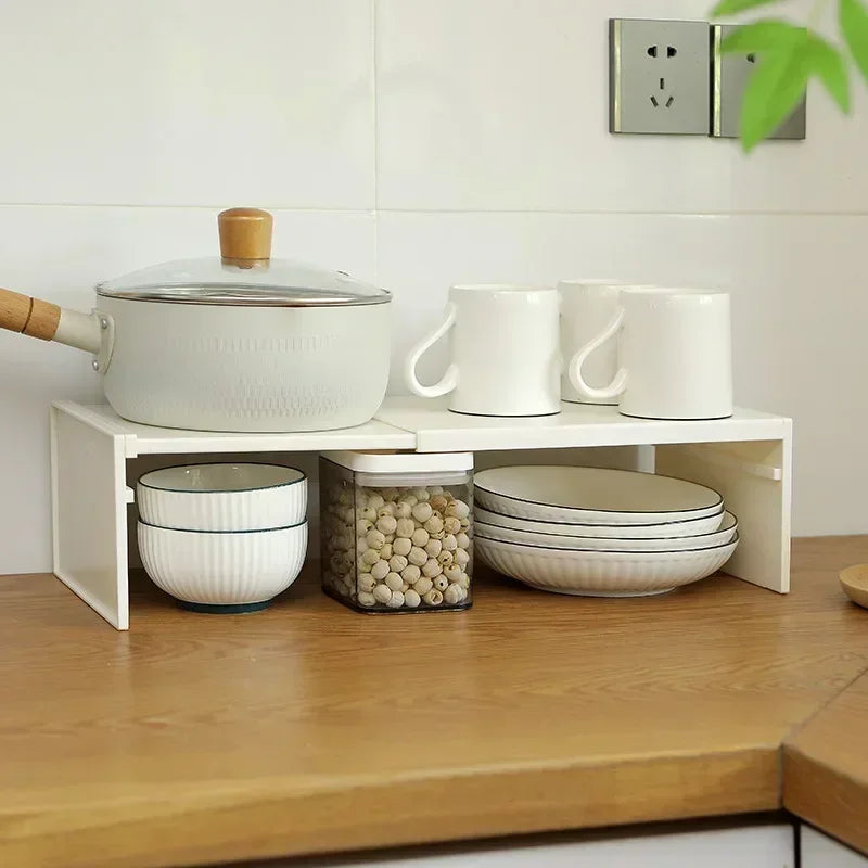 Expandable kitchen cabinet shelf – for spices and jars