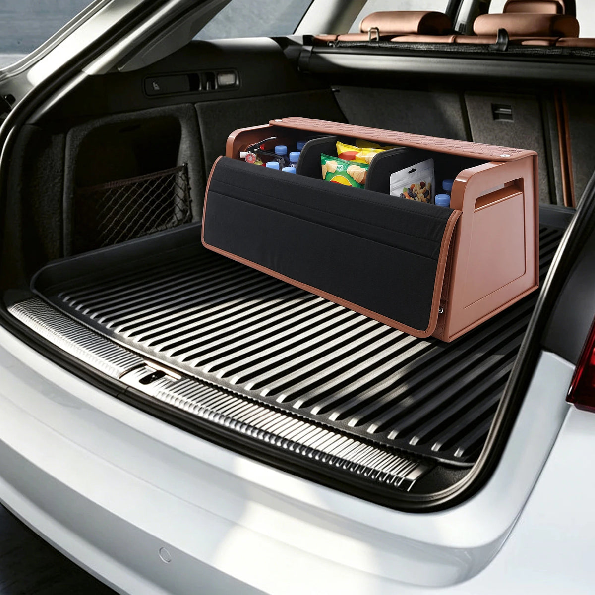 Faux leather trunk organizer – with two removable dividers