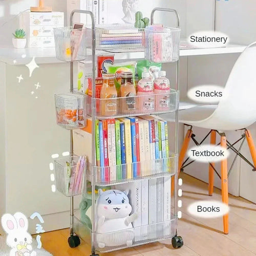 Multi-tier rolling cart with wheels mobile shelf