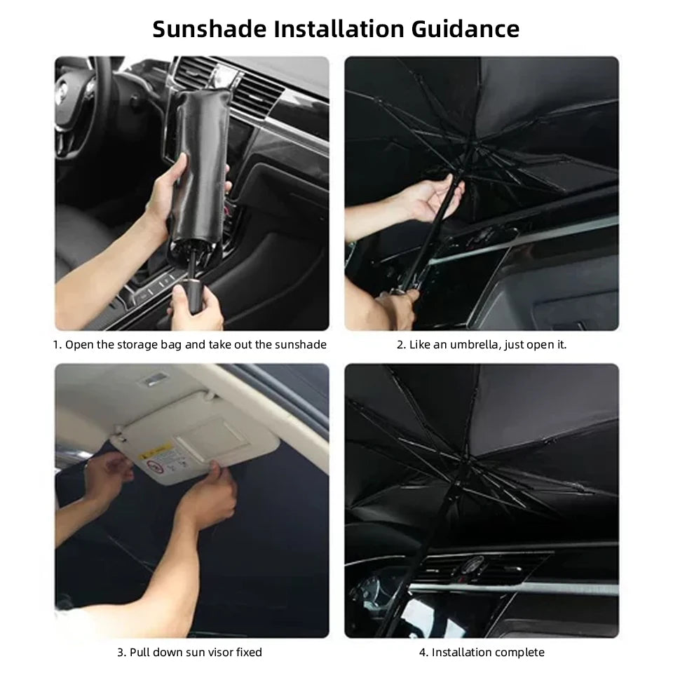 Car windshield sun shade umbrella – opens in seconds