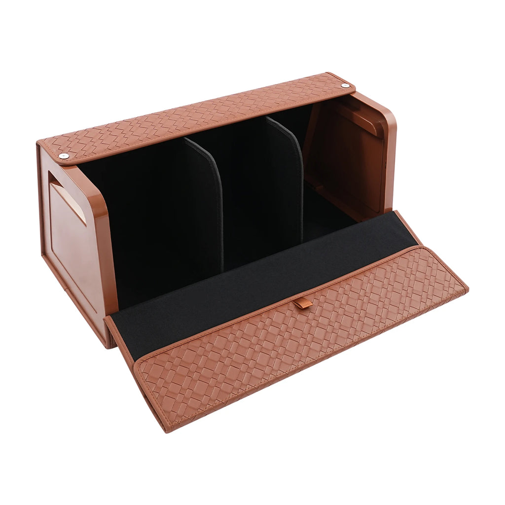 Foldable car trunk organizer with lid – with side handles