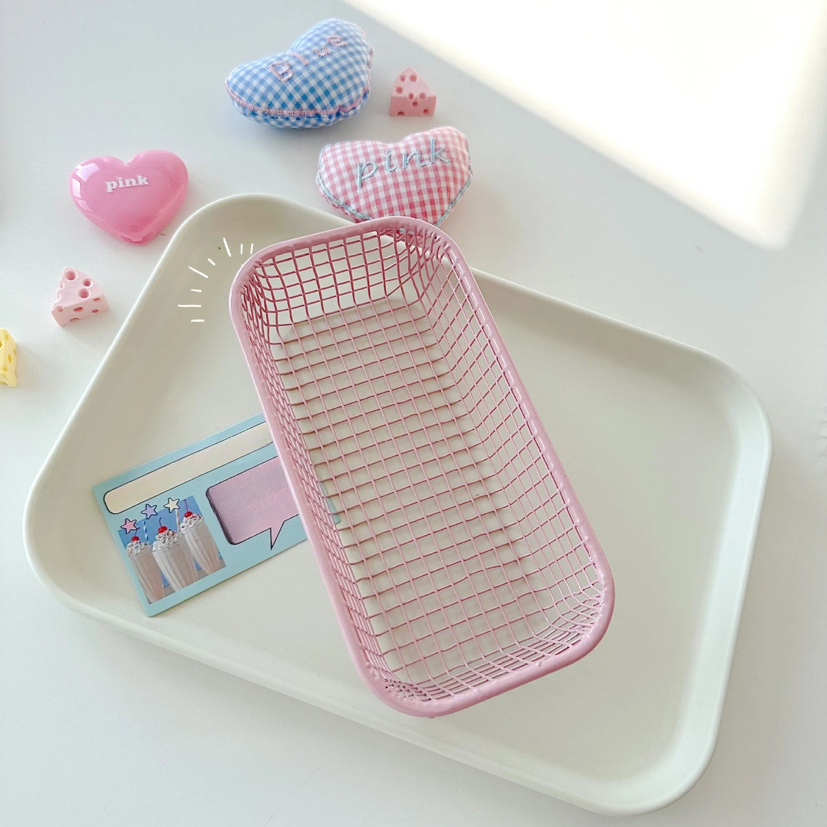 Metal Wire Basket Foldable Desktop Organizer Office Desk Storage Vintage Iron Storage Basket for Living Room Kitchen Home Decor