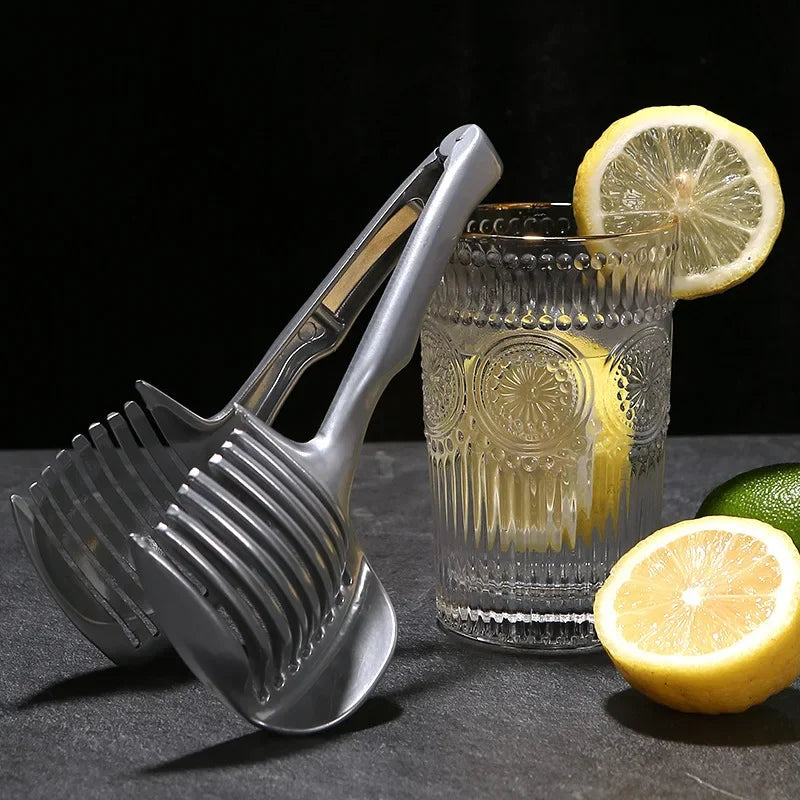 Slicing guide for even tomato and lemon slices