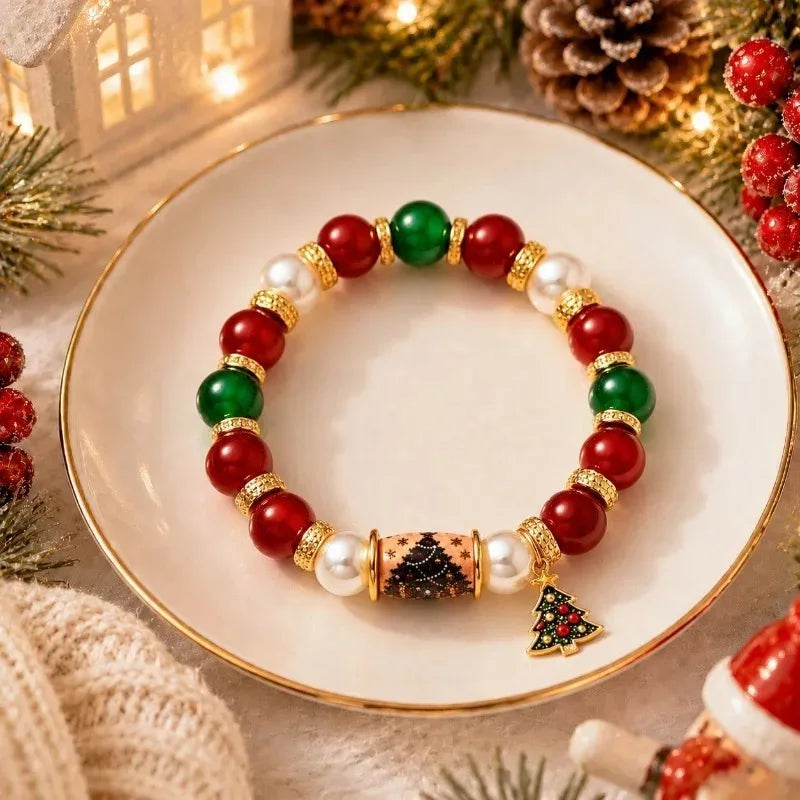Christmas stretch beaded bracelet – for a holiday outfit