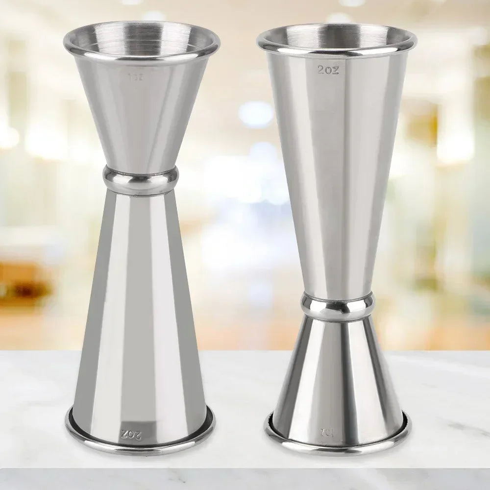 2PCS 30/60ml Cocktail Wine Shaker Measure Cup Stainless Steel Double Shot Drink Spirit Measure Jigger Kitchen Supplies gadget