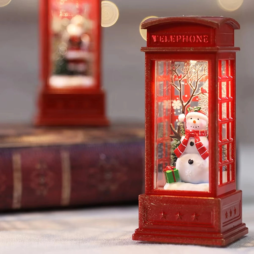 Retro telephone booth holiday decoration – for a shelf or mantel