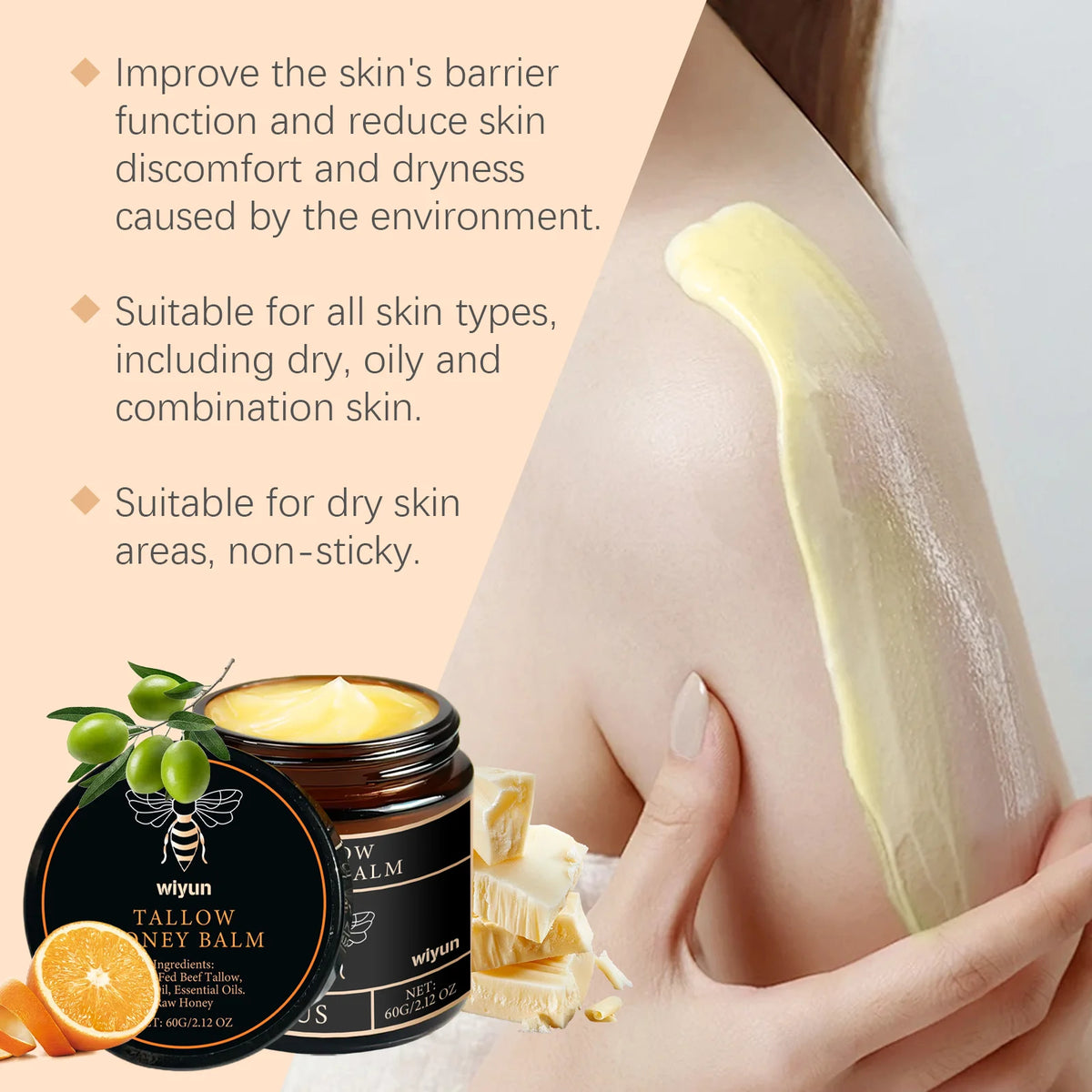 Tallow honey cream hydrating body moisturizer