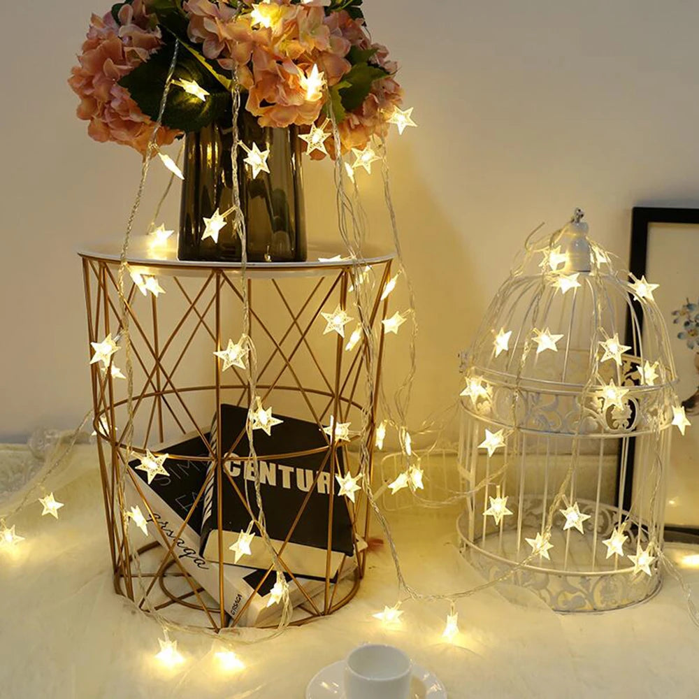 Star-shaped LED fairy lights – for a window or bed frame
