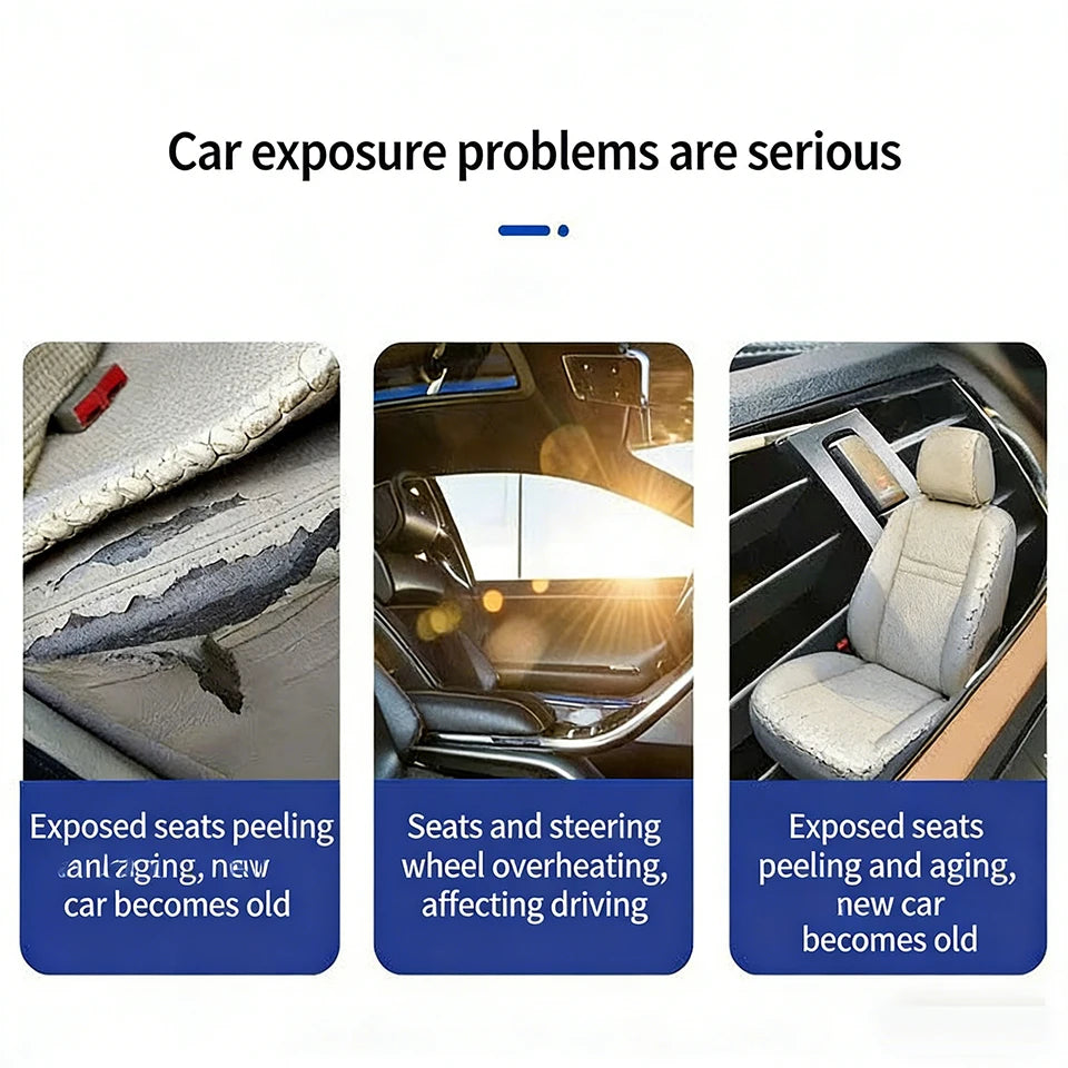 Foldable umbrella-style car windshield sunshade – folds small for storage