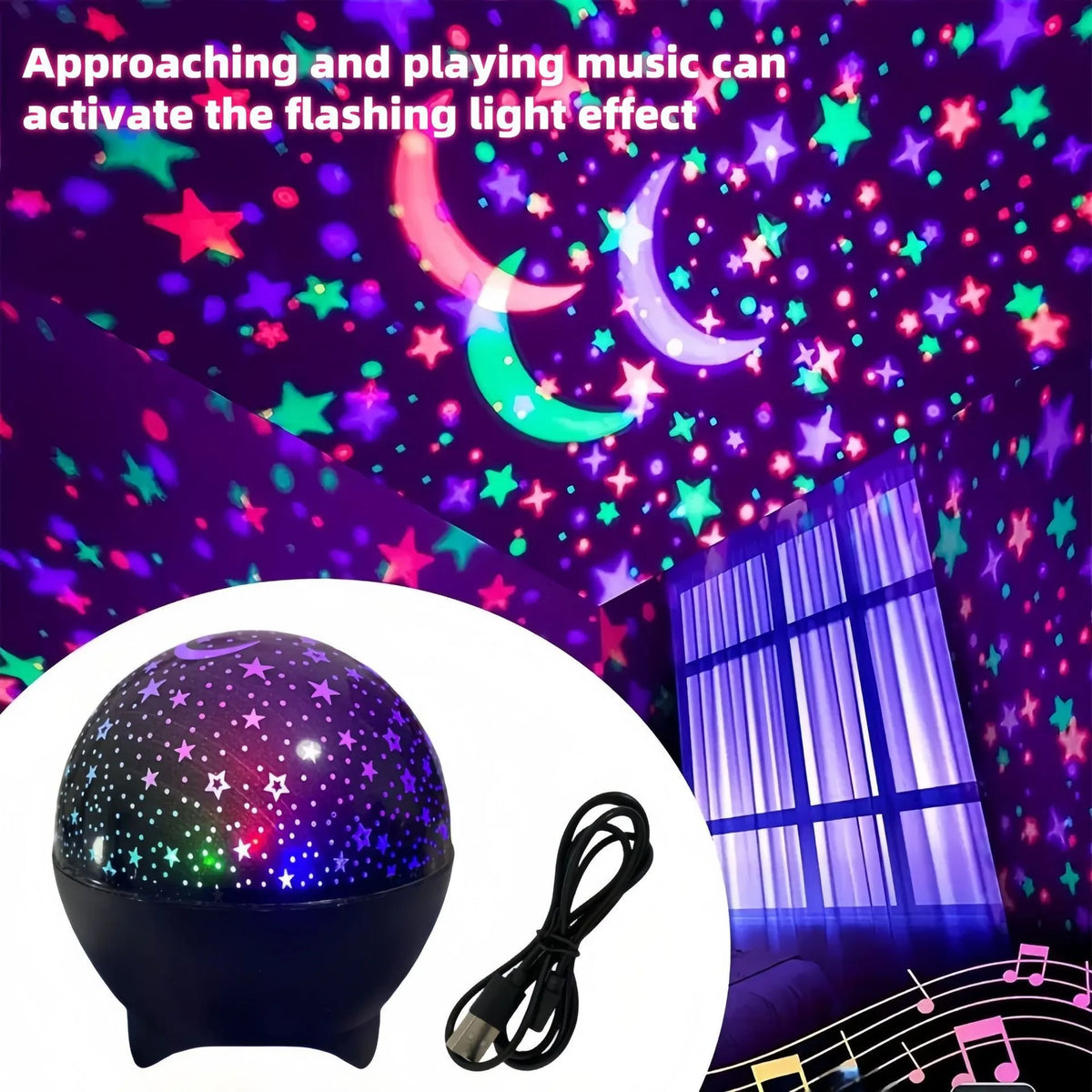 USB RGB star and moon projector lamp – for bedroom ceilings and walls