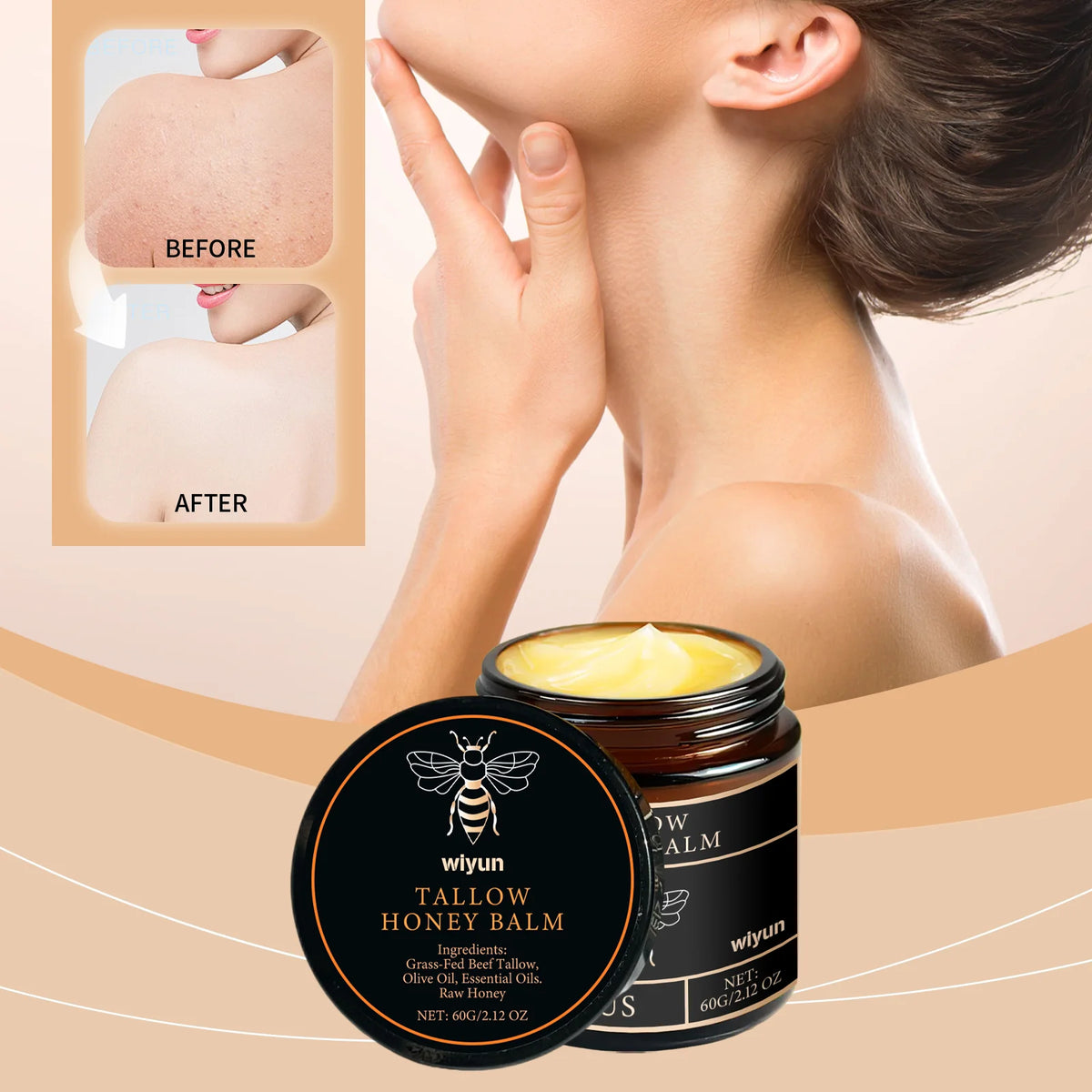 Tallow honey cream hydrating body moisturizer