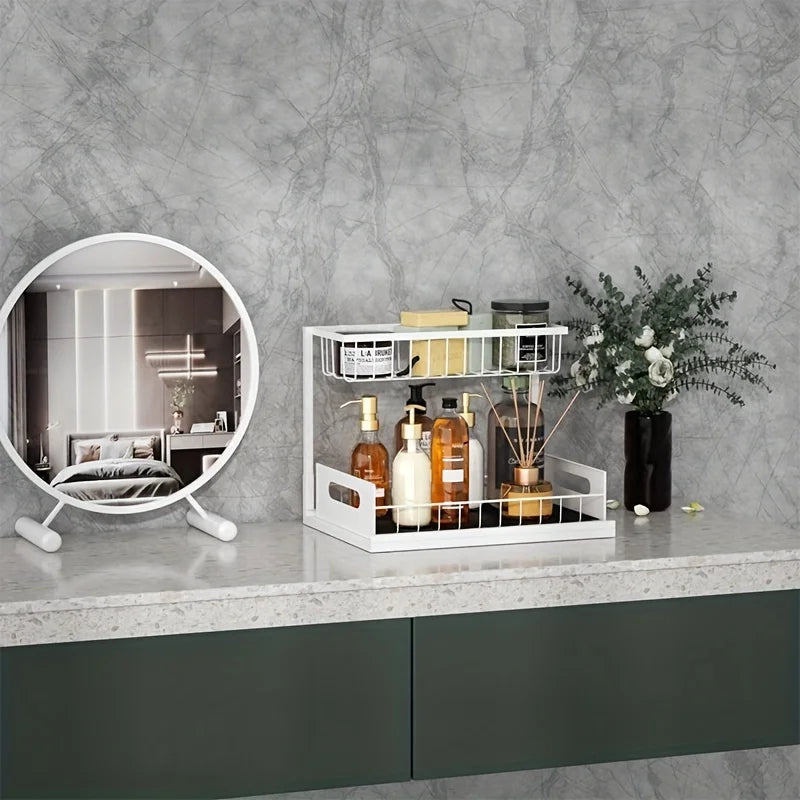 2-tier pull-out organizer shelf – for bathroom cabinets