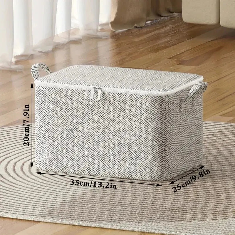 Zippered fabric storage bag for bedding and clothes