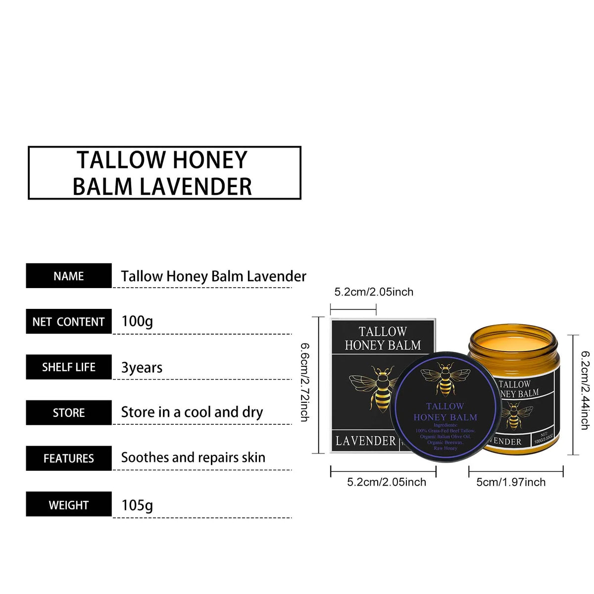 Tallow honey cream hydrating body moisturizer