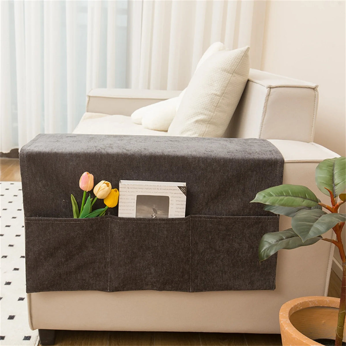 Sofa Armrest Organizer Pouch Sofa Cover Side Pockets For Storage Home Hanging Organizer Magazine Books Snacks Remote Control