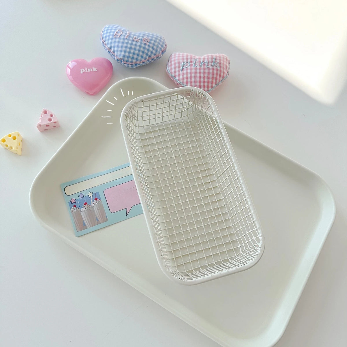 Foldable metal wire basket vintage storage
