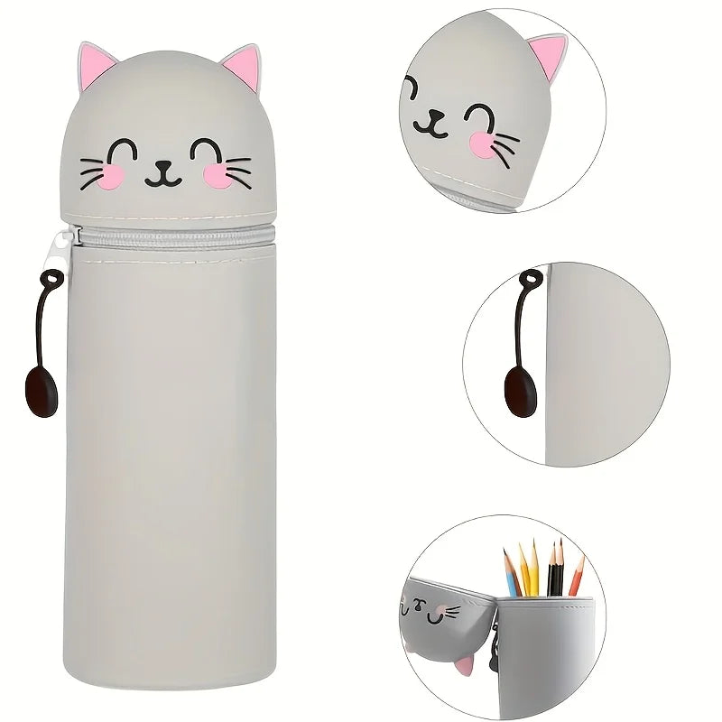 Expandable silicone pencil case and desk organizer