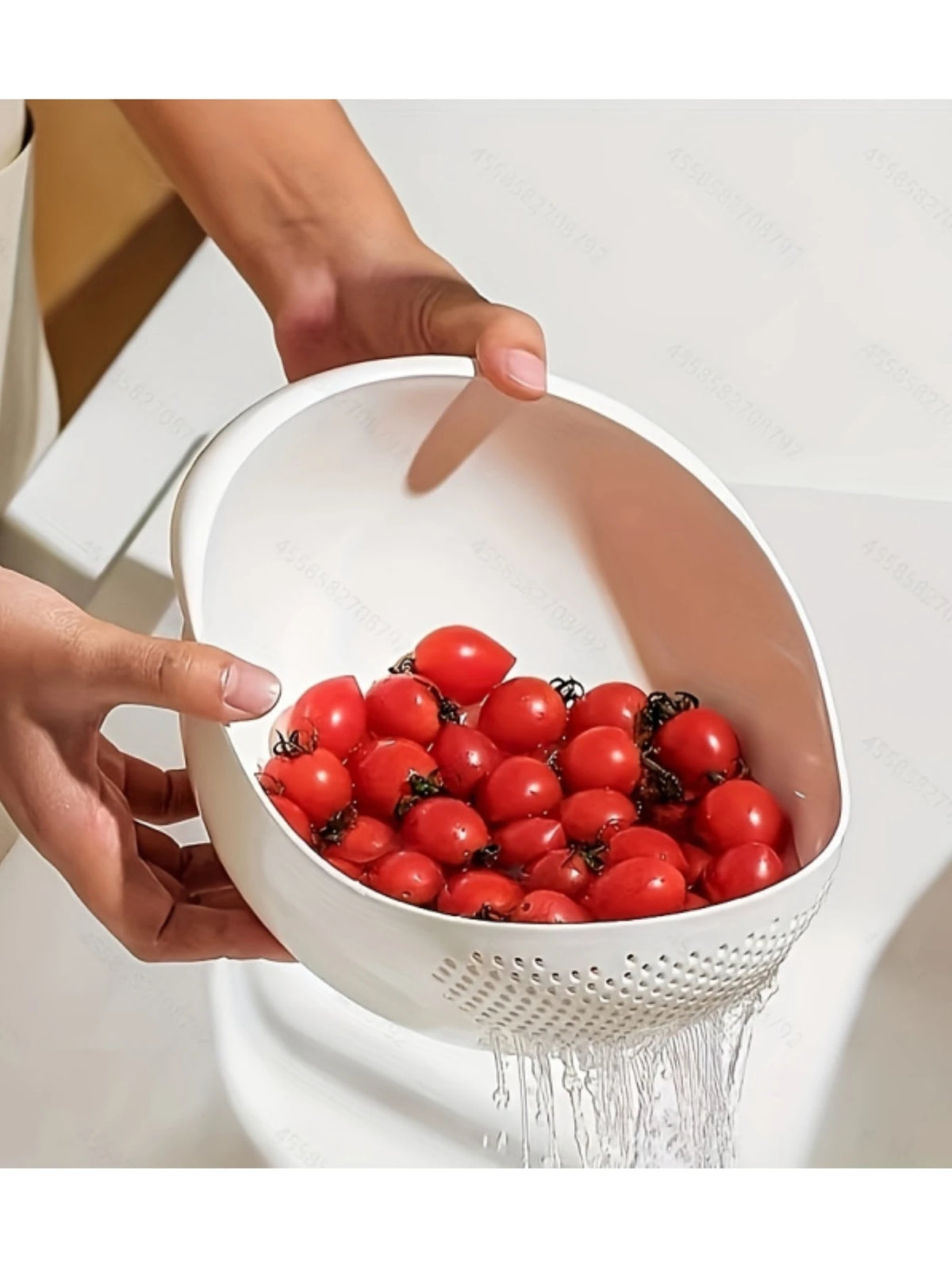 White rice washing and draining basket
