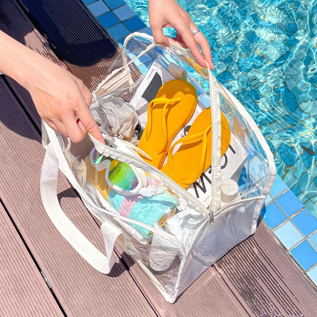 Clear PVC storage bag with handle