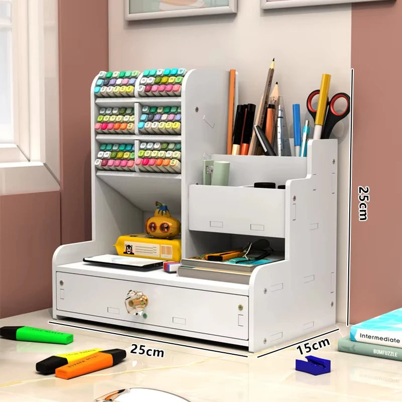 Wooden pencil holder desk organizer