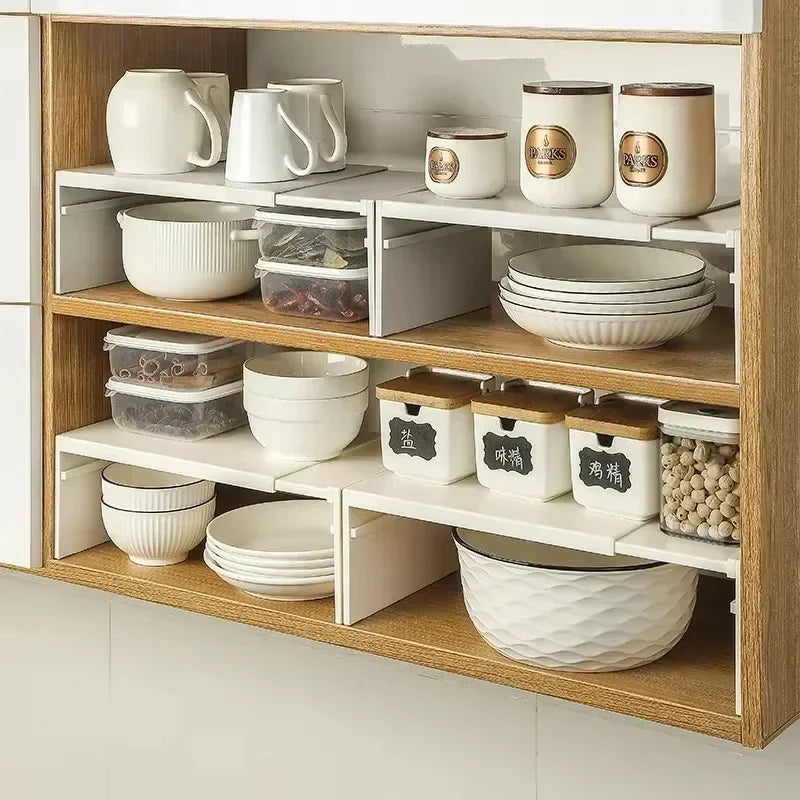Two-level cupboard shelf