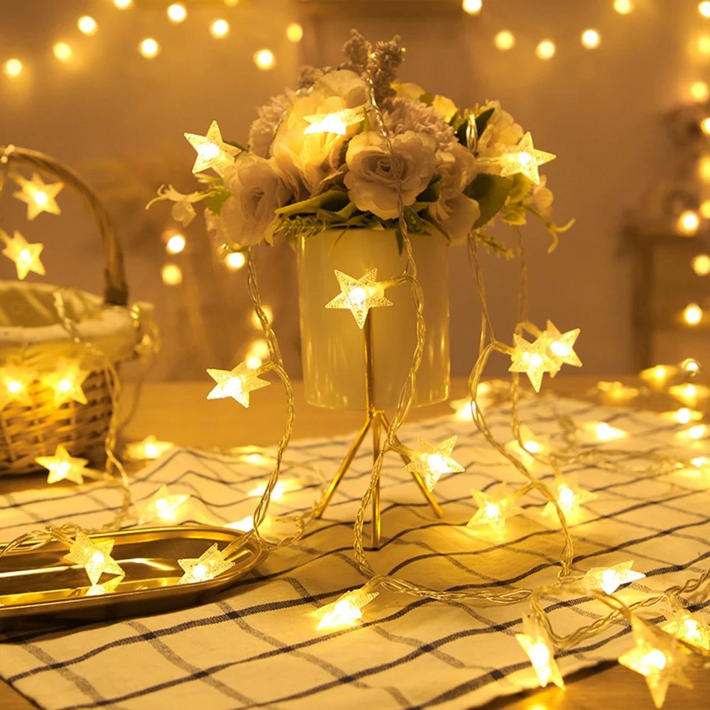 LED star fairy string lights – in warm white, cool white or multicolor