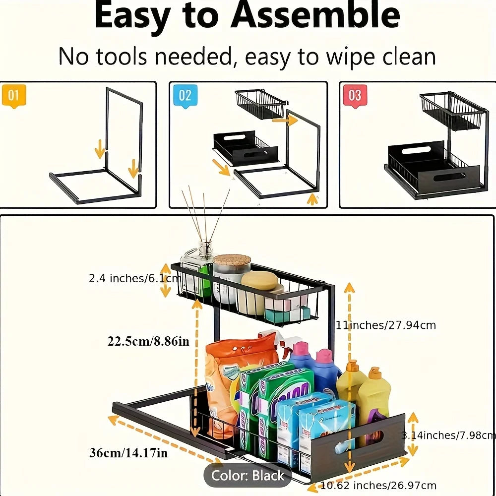 Sliding cabinet organizer – for bathroom cabinets