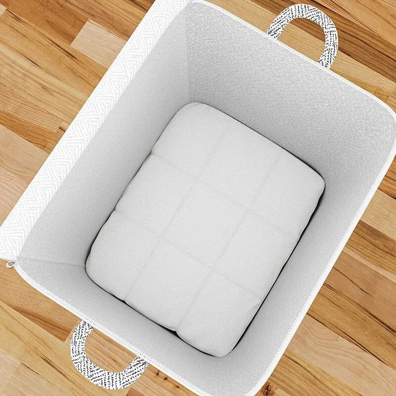 Cube-shaped non-woven storage bag with zipper
