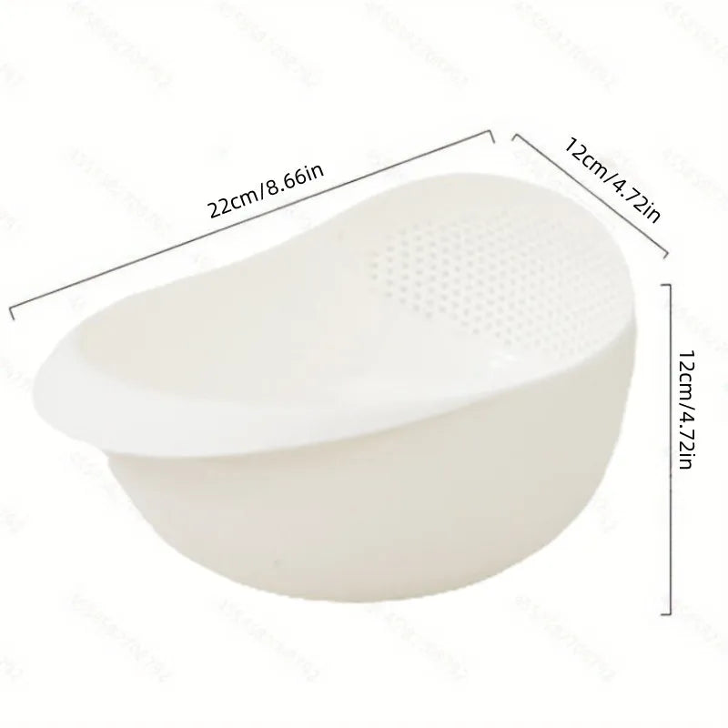 Rice rinsing bowl with side drainage holes