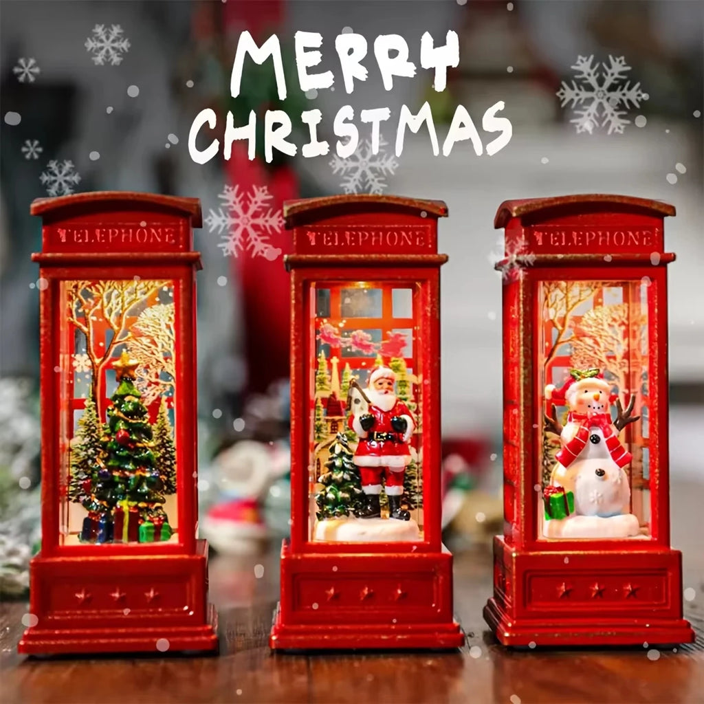 Retro telephone booth holiday decoration