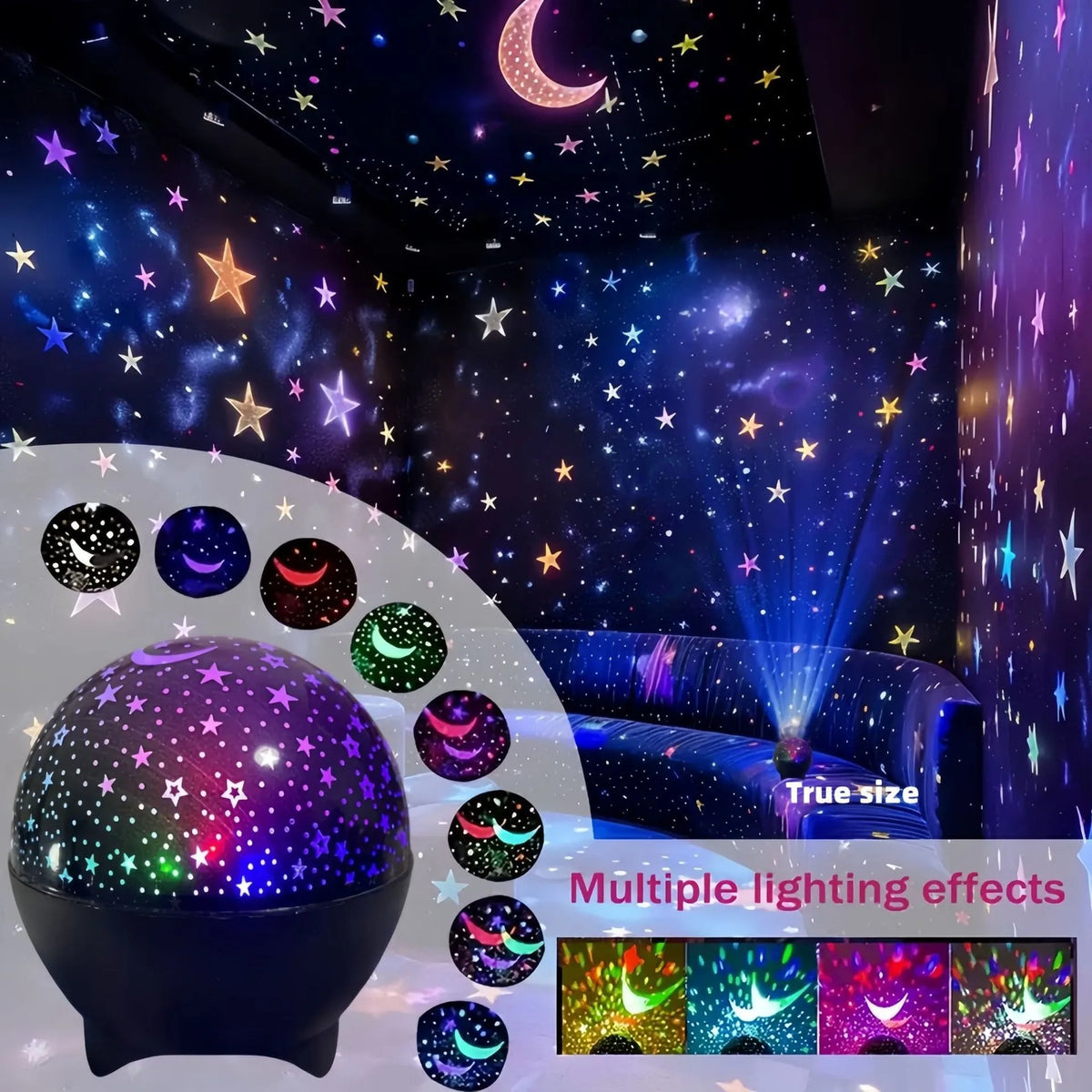 Star and moon night light projector