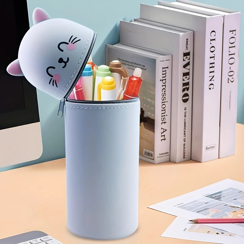 Expandable silicone pencil case and desk organizer